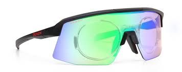 Demon Roubaix DMIRROR Nero con lente ILLUMIA specchiata rosata e clip vista ROUB_ILLUMIA