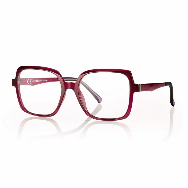 CentroStyle Light&amp;Flex Montatura donna con clip on squadrato F0424 bordeaux