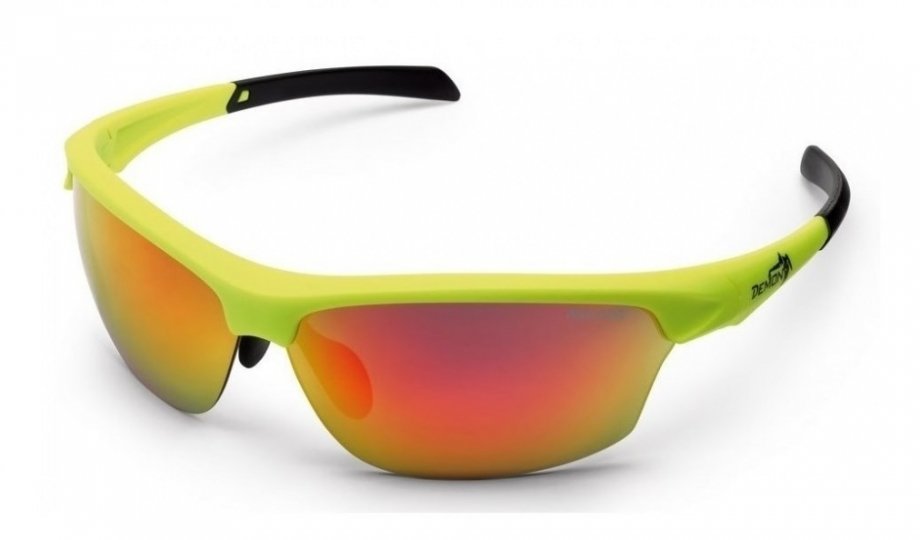 Demon Ultra con lenti antiappannanti specchiate, Colore: Giallo fluo opaco lenti specchio rosso