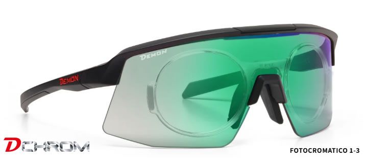 Demon Roubaix DCHROM FotocromaticoNero/Verde Specchiato + clip vista