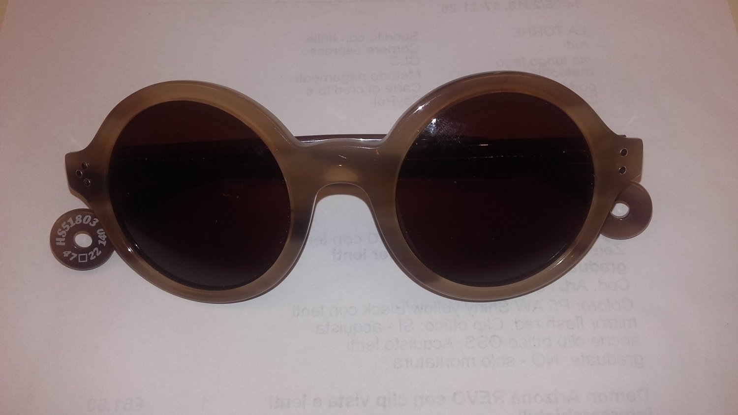 Hally &amp; Son HS518S occhiali da sole, Colore: Miele  con lenti rosate HS518S03