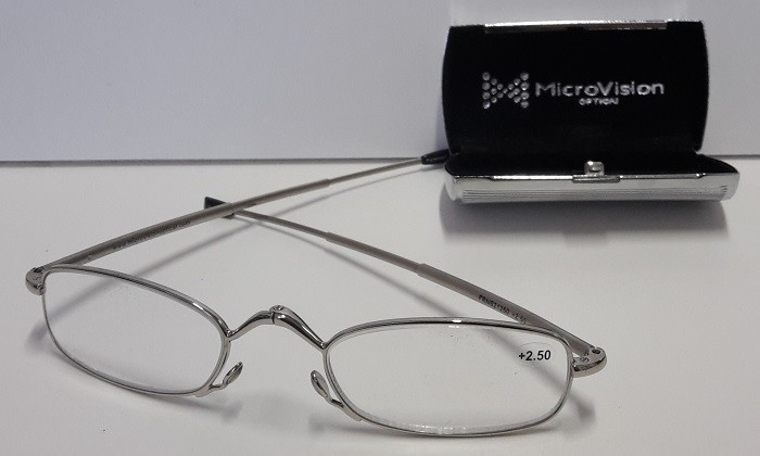 Occhiali da lettura pieghevoli tascabili MicroVision Folding Vision graduabili a ricetta
