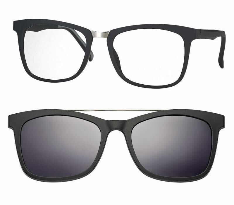 CentroStyle Light &amp; Flexible F0221 Montatura Squadrata nera con Clip on