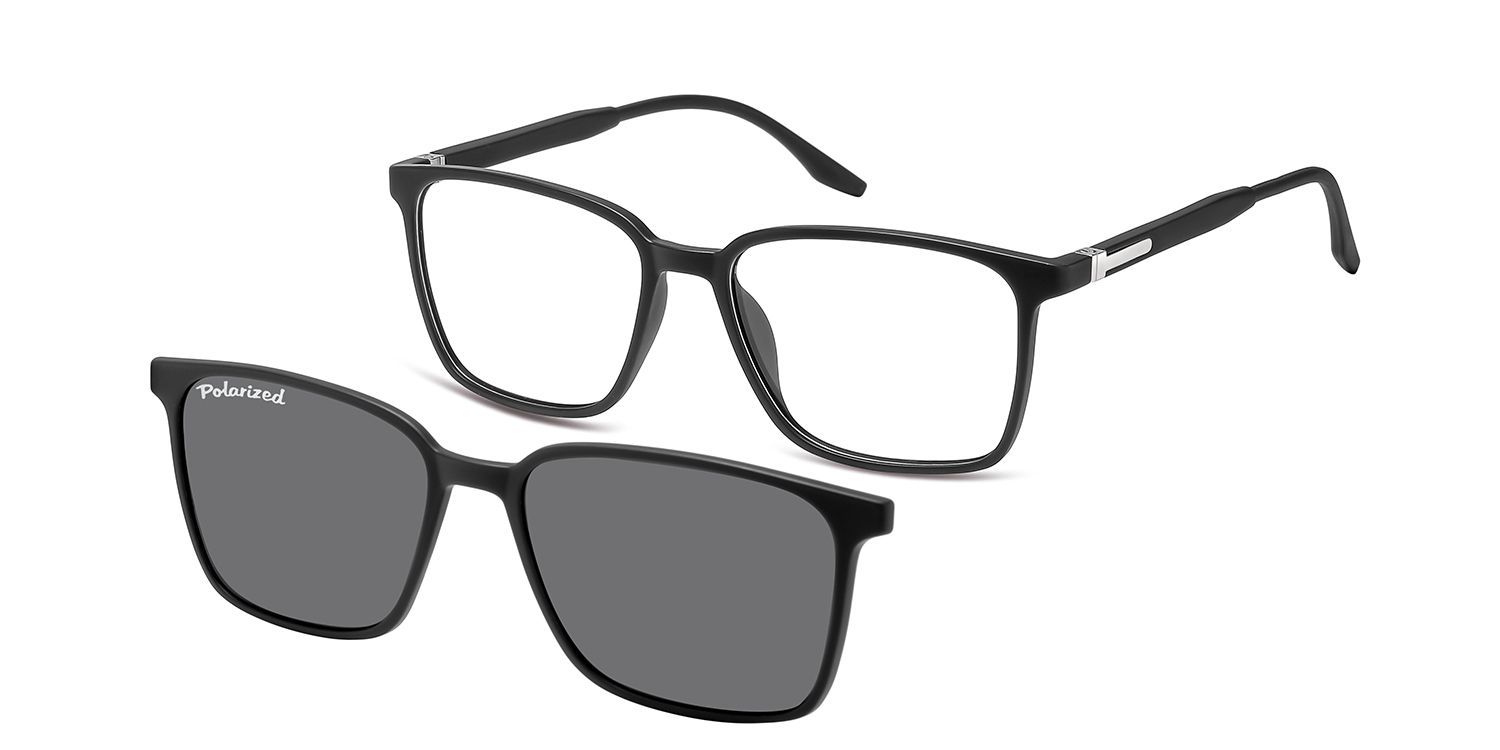 JACOB montatura ultem nero con clip sole polarizzato