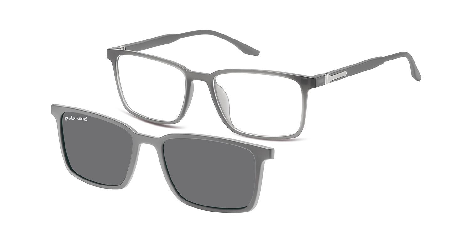STEVE montatura uomo ultem grigio con clip sole polarizzato