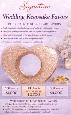 Signature Wedding Keepsake Favors-Personalized Resin Hearts