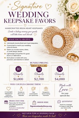 Signature Wedding Keepsake Favors-Personalized Resin Hearts