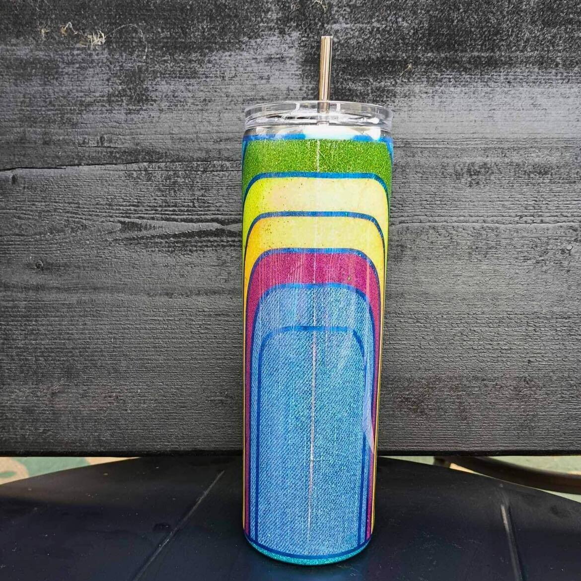 30 oz Retro Rainbow Epoxy Stainless Steel Tumbler