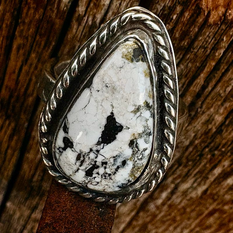 Sterling Silver White Buffalo Ring