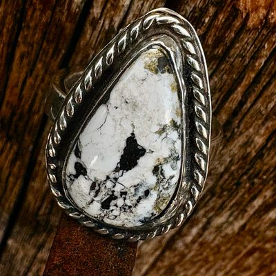 Sterling Silver White Buffalo Ring