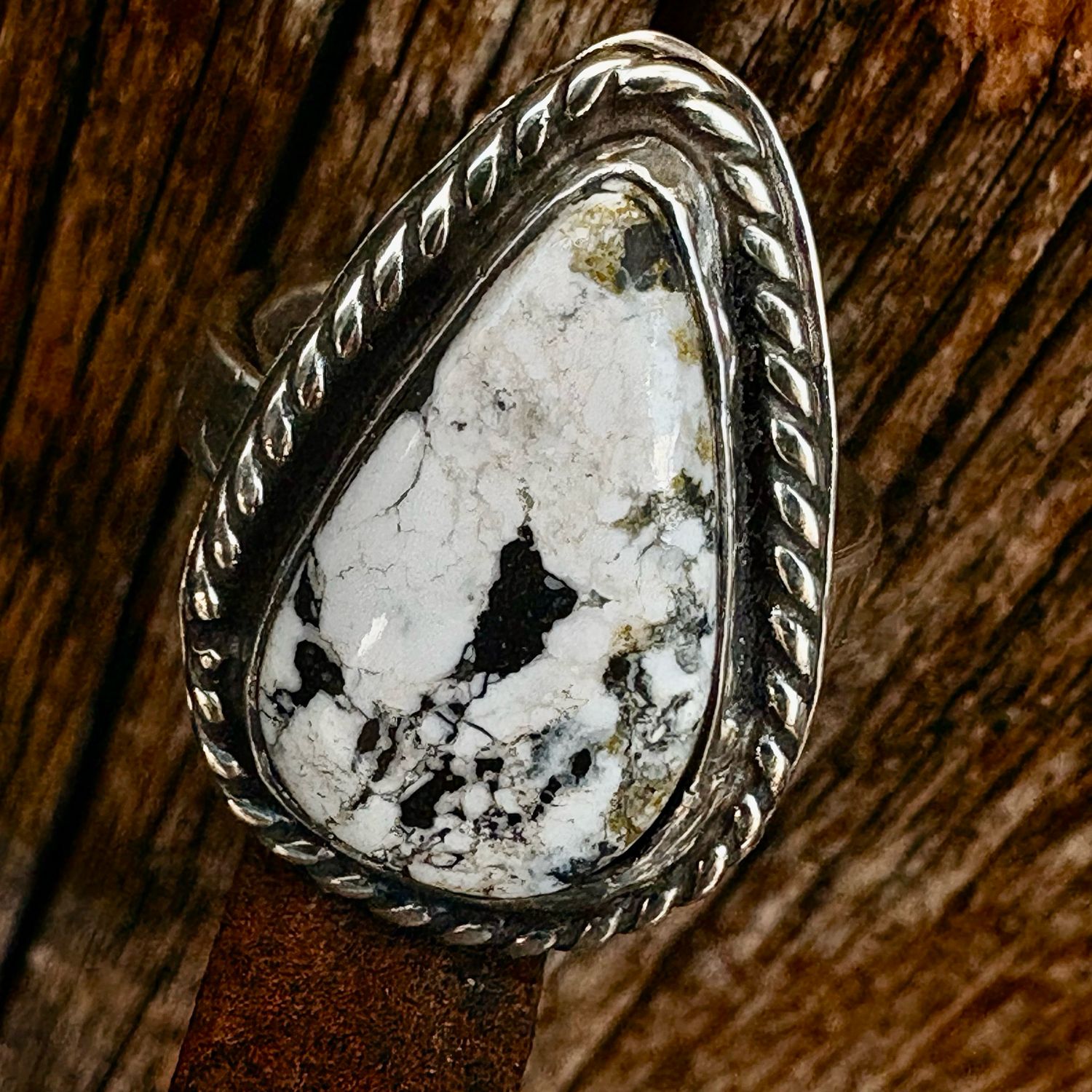 Sterling Silver White Buffalo Ring