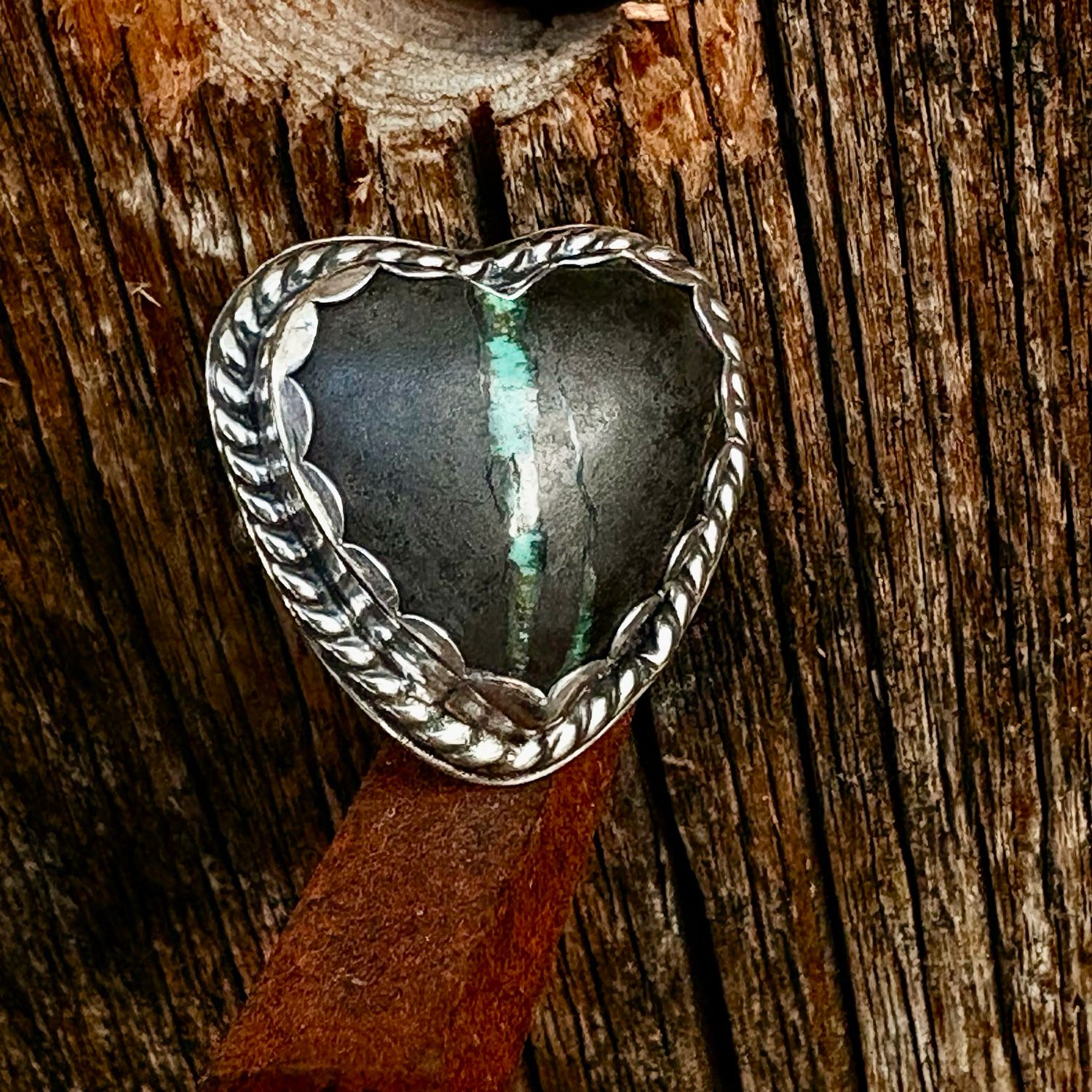 Sterling Silver Blackjack Turquoise Heart Ring