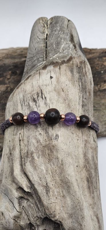 Amethyst und Ebenholz Armband