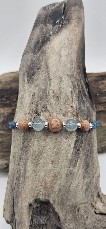 Aquamarin und Rosenholz Armband