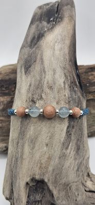 Aquamarin und Rosenholz Armband