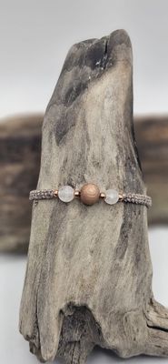 Rosenquarz und Rosenholz Armband