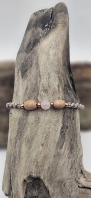 Rosenquarz und Rosenholz Armband