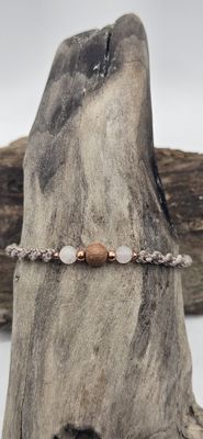 Rosenquarz und Rosenholz Armband