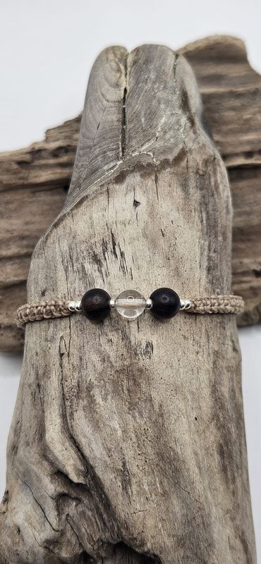 Bergkristall und Ebenholz Kinder Armband