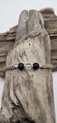 Bergkristall und Ebenholz Kinder Armband