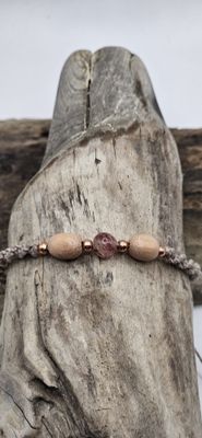 Erdbeerquarz und Rosenholz Kinder Armband