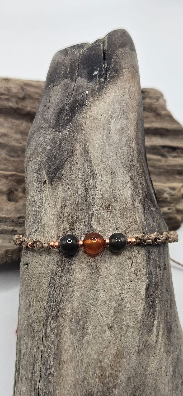 Karneol und Sonnenstein schwarz Armband