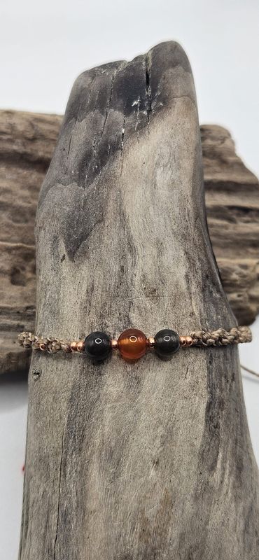 Karneol und Sonnenstein schwarz Armband