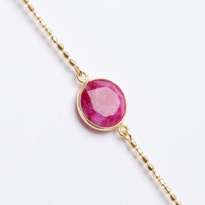 LOVE Bracelet mit Rubin 925 Sterling Silber vergoldet