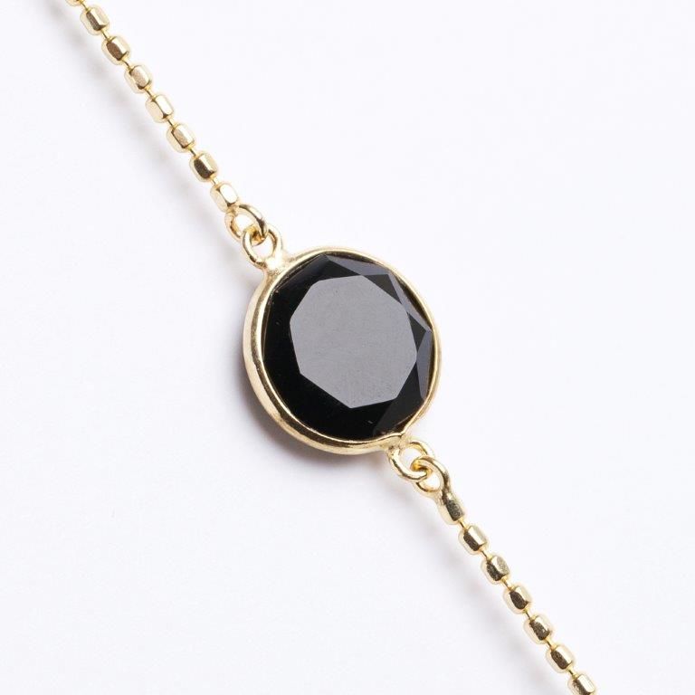 POWER Bracelet mit Onyx 925 Sterling Silber vergoldet