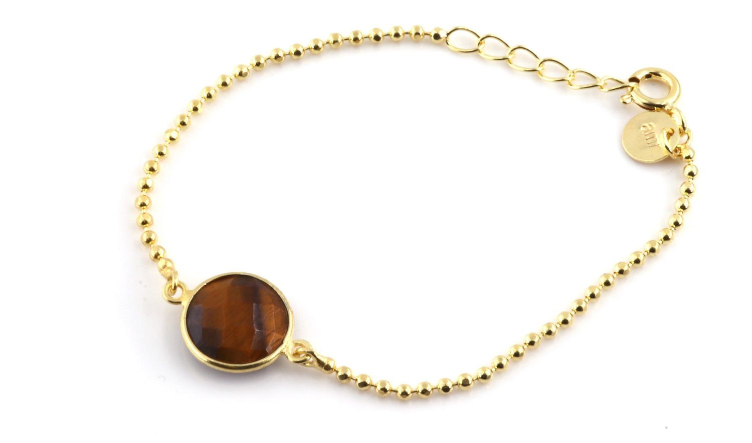 COURAGE Bracelet mit Tigerauge 925 Sterling Silber vergoldet