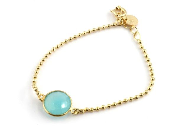 BALANCE Bracelet mit Aqua Chalcedon 925 Sterling Silber vergoldet