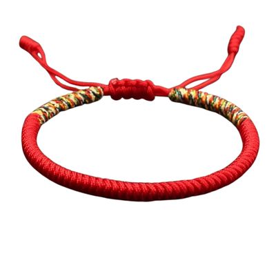 Tibetisches Glücksknoten-Armband rot
