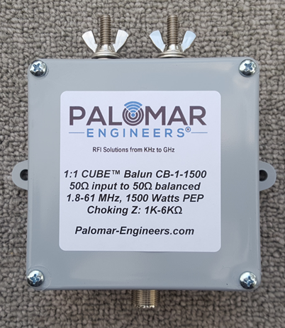 50:50 (1:1) CUBE™ Ladder Line/Beam to Coax Balun, 1.8-61 MHz, 1.5KW, G5RV/ZS6BKW/Dipole/Beam