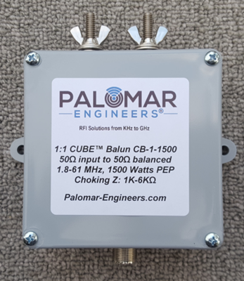 50:50 (1:1) CUBE™ Ladder Line/Beam to Coax Balun, 1.8-61 MHz, 1.5KW, G5RV/ZS6BKW/Dipole/Beam