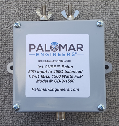 50:450 ohm (9:1) CUBE™ Balun, 1.8-61 MHz, 1.5 KW, SO-239 UHF Input, BBTD, Traveling Wave Antennas