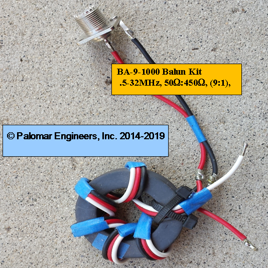 50:450 ohm (9:1) Balun or Unun Core Kit, .5-32 MHz, 1000 watts PEP, end fed/Ladder Line, T2FD antenna