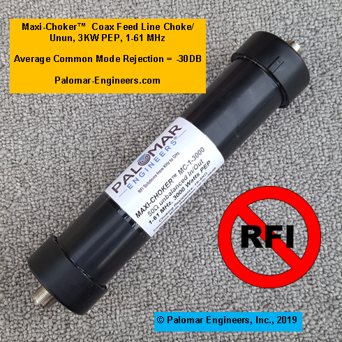 MAXI-CHOKER Coax Line Isolator/Choke, 1-61 MHz, 3KW, up to -48Db Common  Mode Rejection