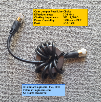 RFI Choke Coax Jumper - 12 Inch Cable With Ferrite Beads For RFI Elimination
