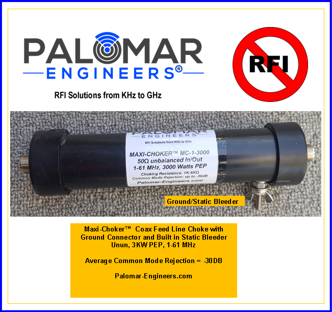 MAXICHOKER Coax Line Isolator/Choke, 161 MHz, 3KW, up to 48Db Common