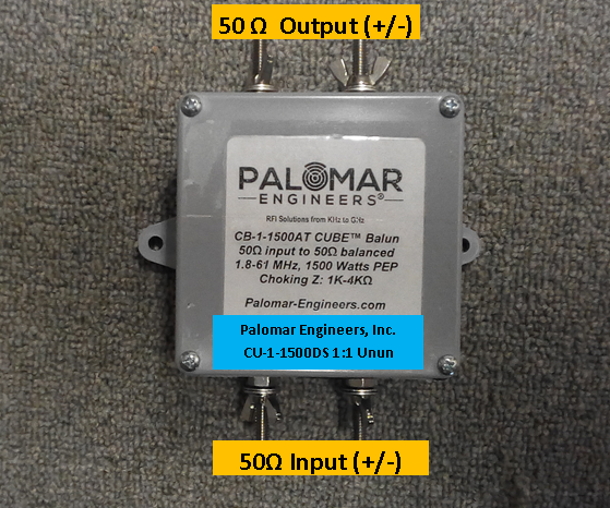 50:50 (1:1) CUBE™ Unun, 1.8-61 MHz, 1.5KW, Ladder Line or Balanced Antennas to Remote Antenna Tuner