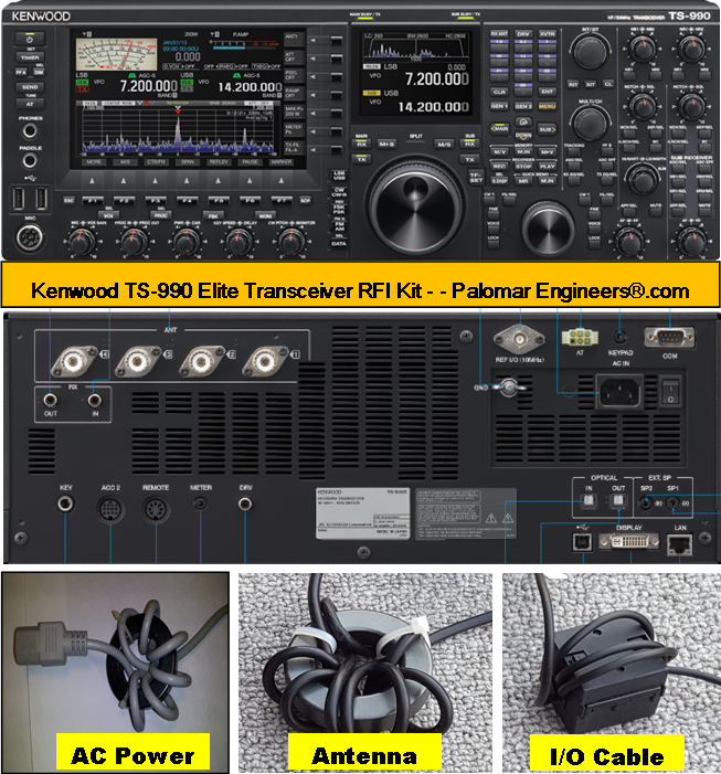 Kenwood TS-990 Elite Transceiver RFI and Noise Reduction Kit, RFI Range 1-60 MHz, 24 Filters
