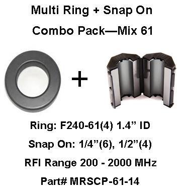 Multi-Ring/Multi-Snap On Combo Pack, Mix 61, RFI Range 200 - 2000 MHz - 14 filters Multi-Ring/Multi-Snap On Combo Pack, Mix 61, RFI Range 200 - 2000 MHz - 14 filters