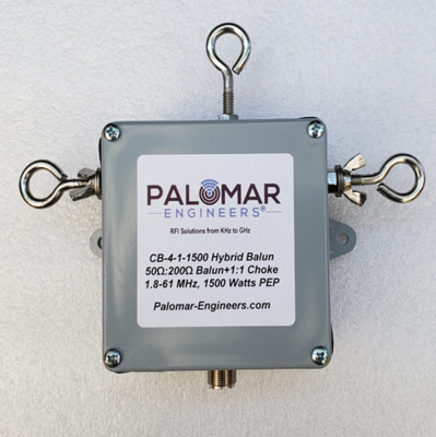 Hybrid 4:1 Balun + 1:1 Current Balun in one enclosure, 1.8-61 MHz, 1.5/5KW PEP - Loop, OCF, Log Periodic Antennas