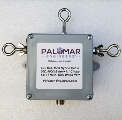 Hybrid 16:1 Current Balun + 1:1 Current Balun in one enclosure, 1.8-31MHz, 1.5KW/5KW PEP - BBTD, T3FD, V-Beam Antenna