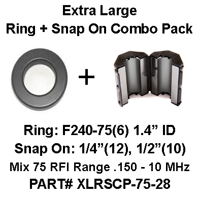 Extra Large Ring/Multi-Snap On Combo Pack, Mix 75, RFI Range 150 KHz-10 MHz - 28 filters (1/4&quot;, 1/2&quot;, 1.4&quot;)