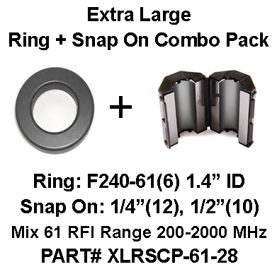 Extra Large Ring/Multi-Snap On Combo Pack, Mix 61, RFI Range 200-2000 MHz - 28 filters (1/4&quot;, 1/2&quot;, 1.4&quot;)