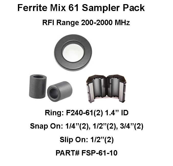 Ferrite Sampler Pack, Mix 31, RFI Range 1300 MHz 25 filters 1.4" ID