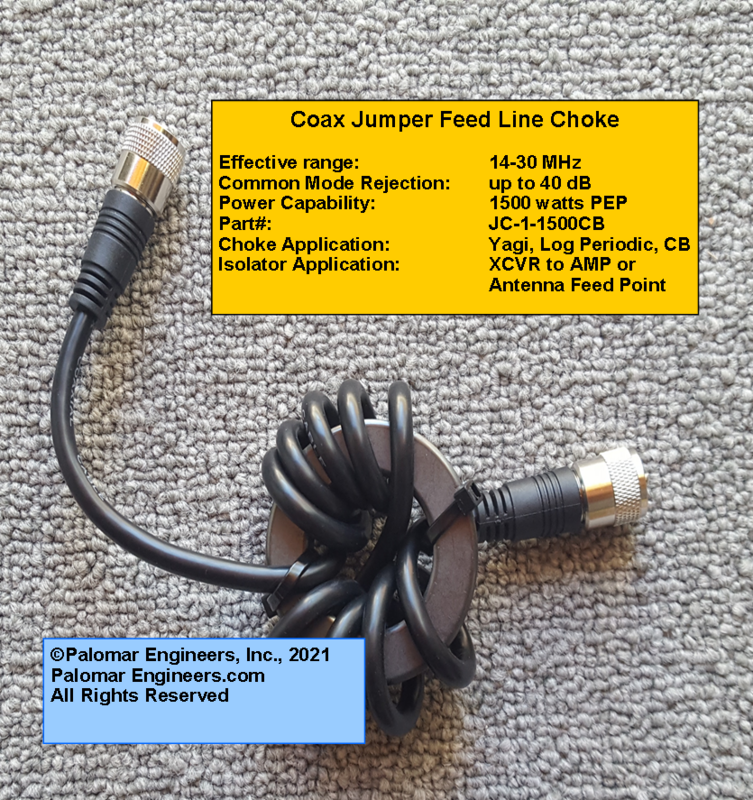 Coax Jumper Choke - RG-8X - RFI Range: 14-30 MHz, -40 dB Noise Reduction, Optimized for Yagi, Log Periodic, CB Antennas
