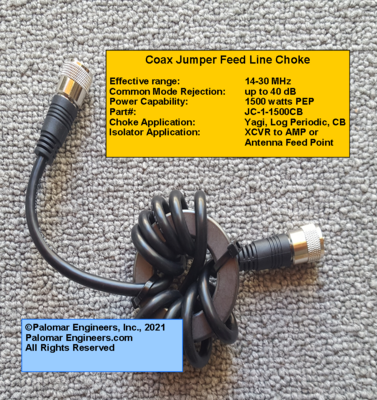 Coax Jumper Choke - RG-8X - RFI Range: 14-30 MHz, -40 dB Noise Reduction, Optimized for Yagi, Log Periodic, CB Antennas