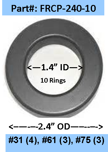 Ferrite Ring Combo Pack, FT240 - 1.4&quot; ID, 10 Rings - Mix 31(4), 61(3), 75(3), RFI Range .15-2000 MHz